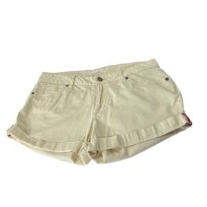 2.1 Denim Shorts Cuffed Size 29 Pale Yellow Stretch